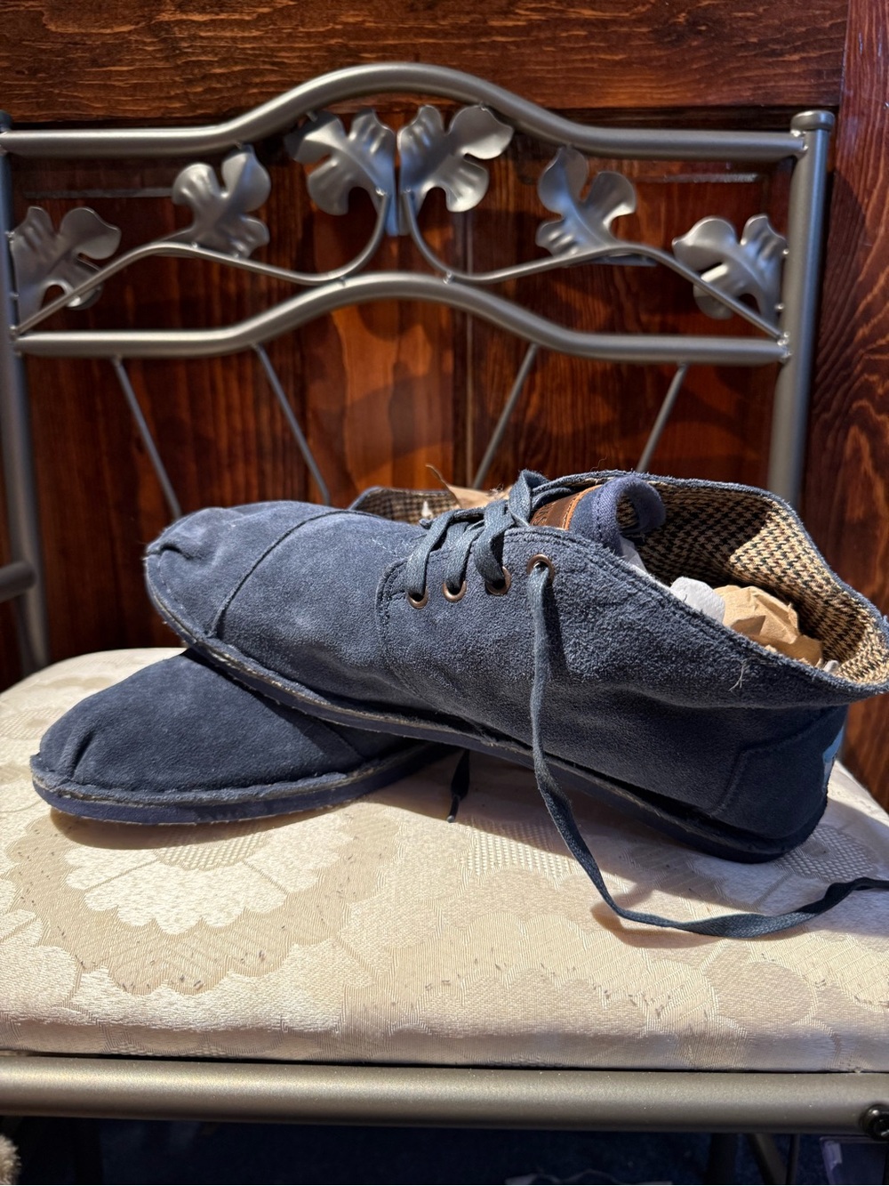 Toms Navy Blue Suede Ankle Booties